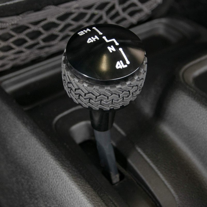 DV8 Offroad Replacement Shift Knob fits 2007-2018 Wrangler JK | 4WD Shifter | Billet Aluminum Construction | Rubber Tire Tread Grip - Image 2